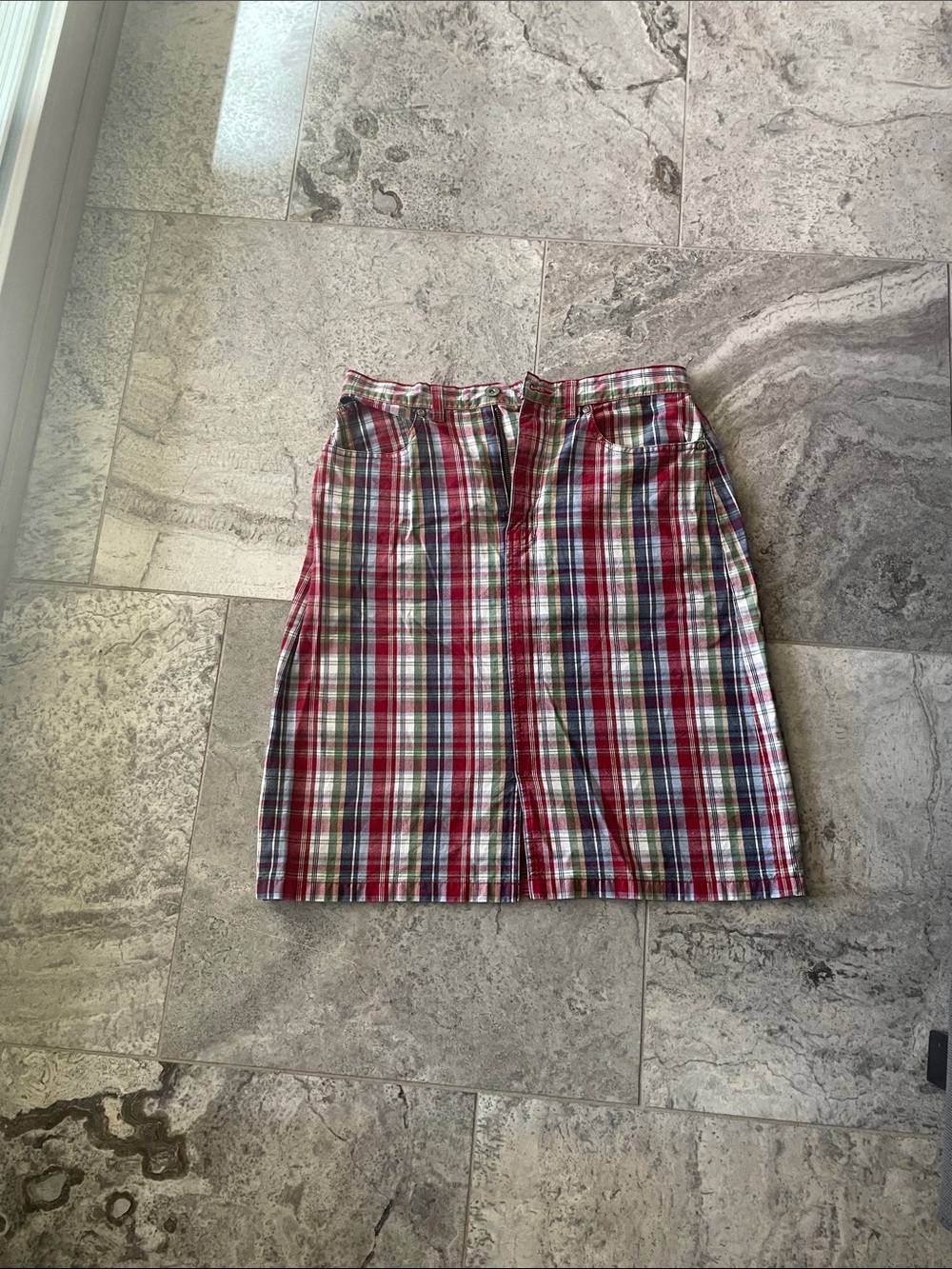 Eddie Bauer Red Green Plaid Mini Skirt